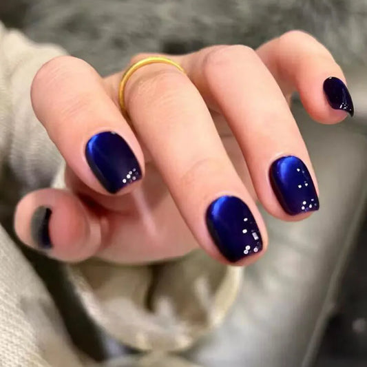 30Pcs Blue Cat eye Wearable Press on Nails