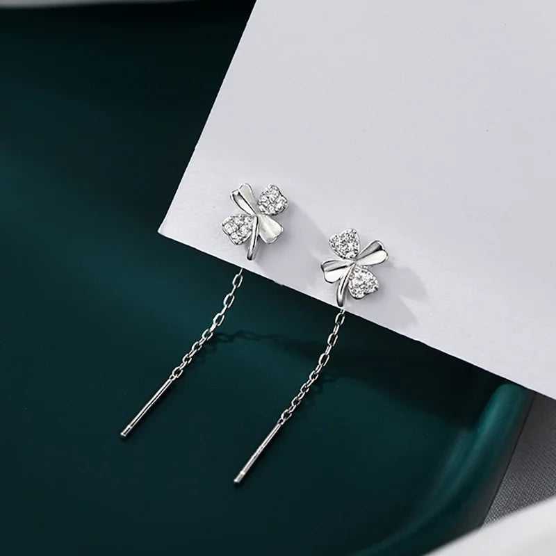 Drop Ear Line Long Hanging Earrings for Women Rose Gold