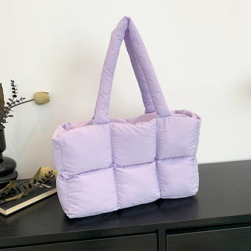Women Tote Handbags Quilted Plaid Bag