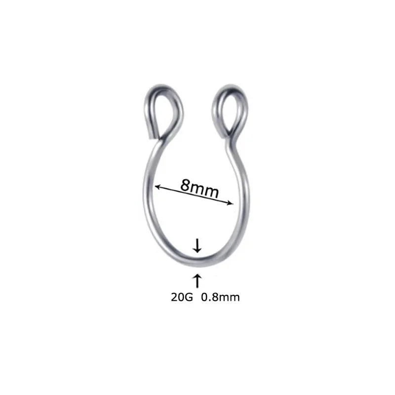 2 Sizes U Shaped Fake Nose Rings