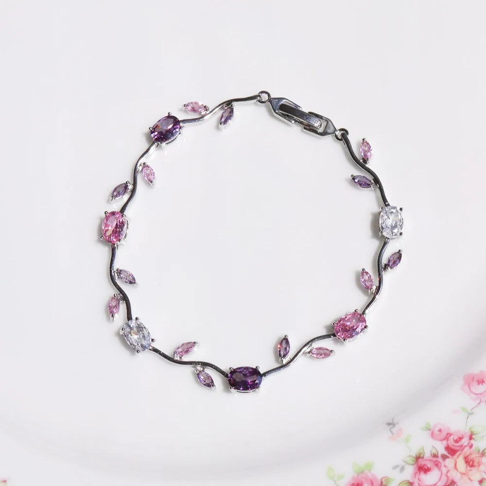 Luxury 16 Colors Sparkling Leaf Cubic Zirconia