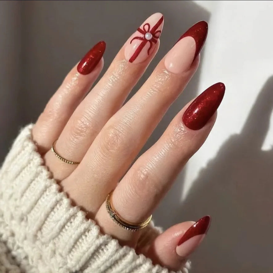 Gentle Nude Pink Press on Nails with 3D Flower