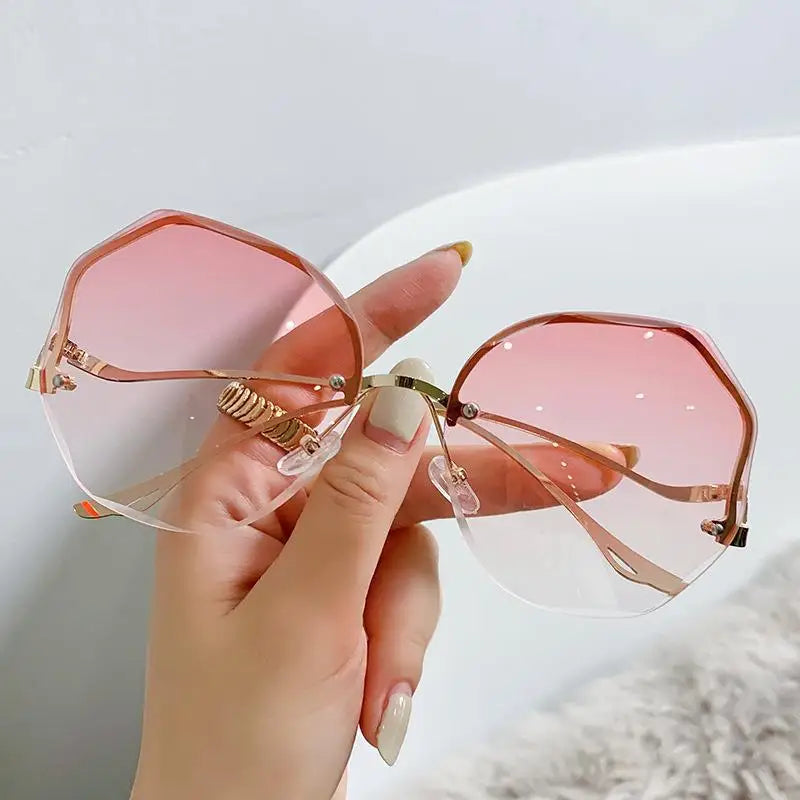 Rimless Vintage Sunglasses – Slim Frame Women