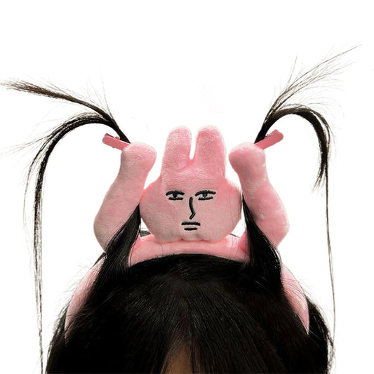 1-3PCS Headbands New Pink Bunny Hair Band Quirky Fun Plush Headband