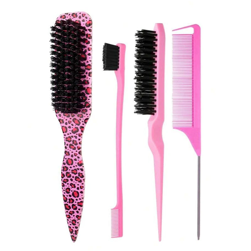 Bristle Slick Back Hair Brush for Sleek Ponytail Bun & Smoothing