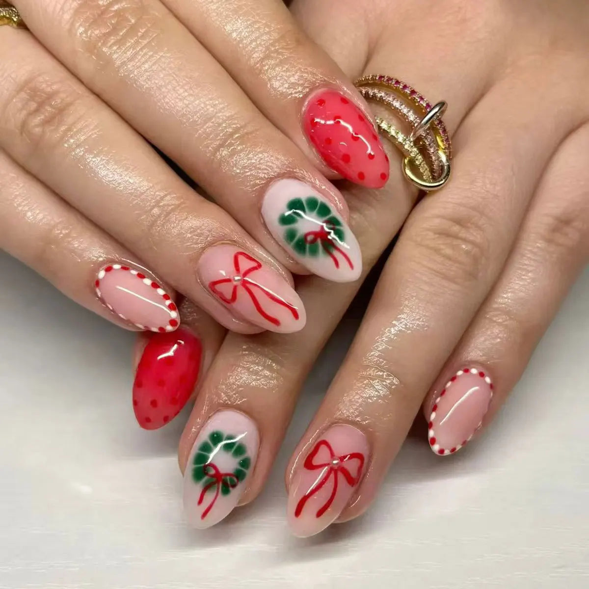 Gentle Nude Pink Press on Nails with 3D Flower