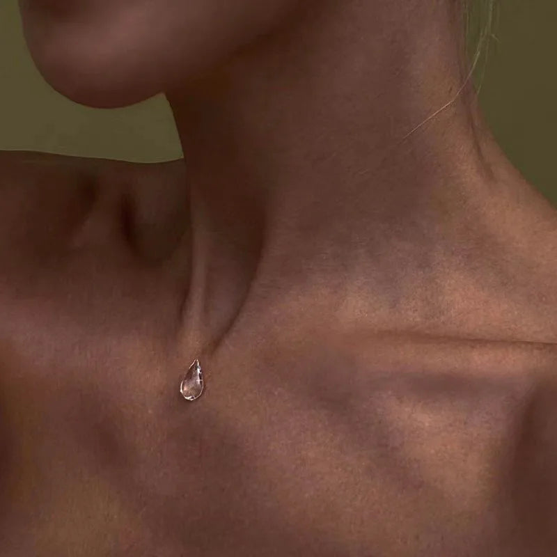 Water Drop Necklace Transparent Raindrop Earrings