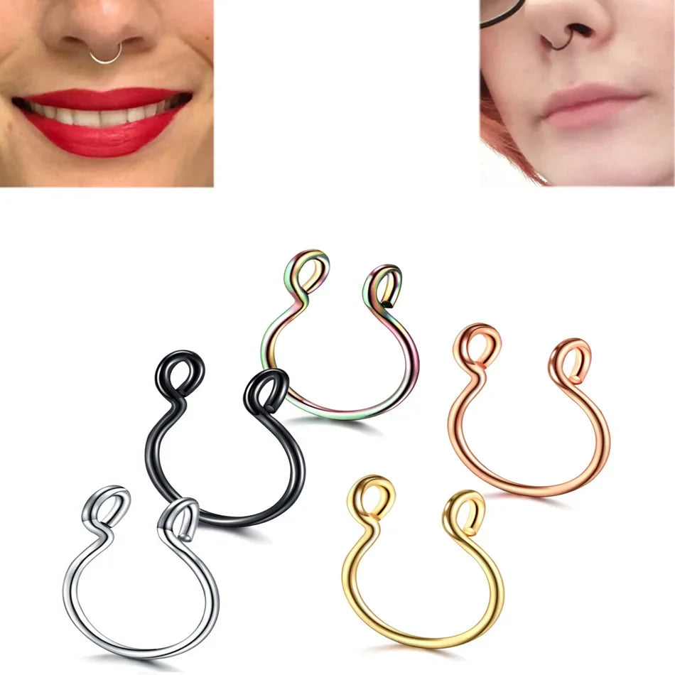 2 Sizes U Shaped Fake Nose Rings