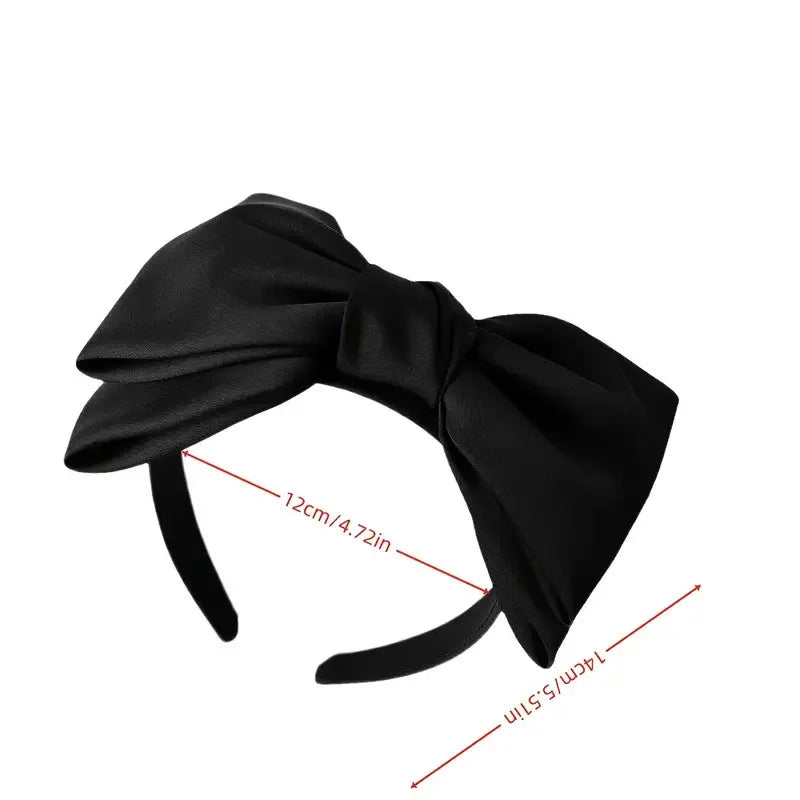 Elegant black bow headband, cute fabric headband