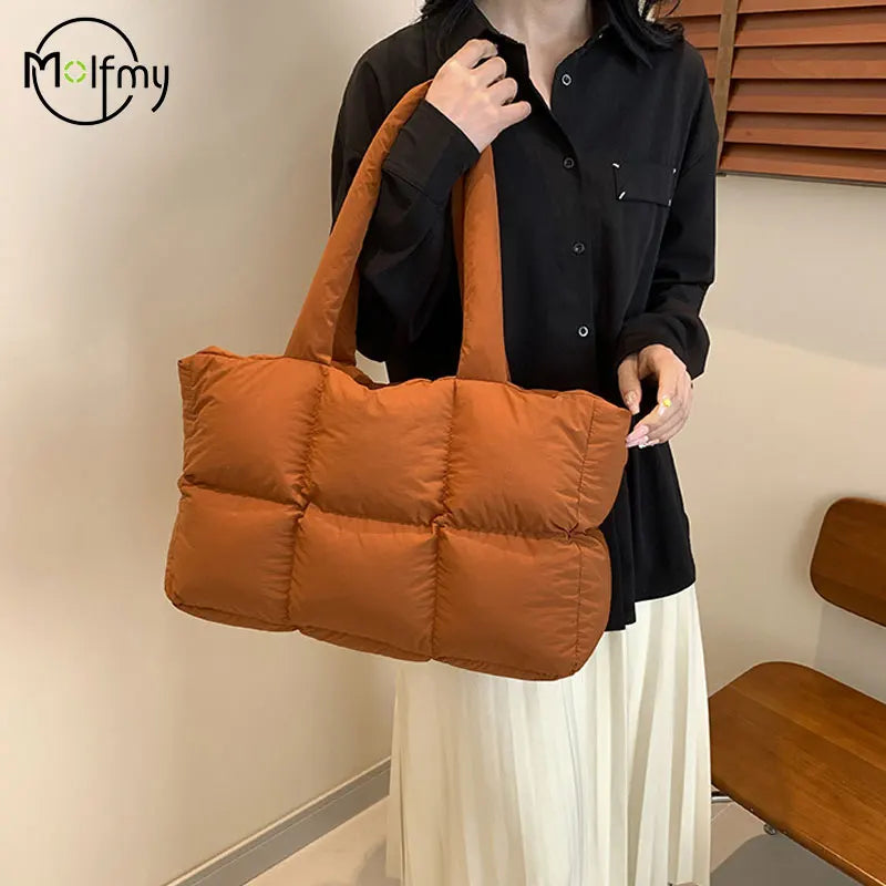 Women Tote Handbags Quilted Plaid Bag