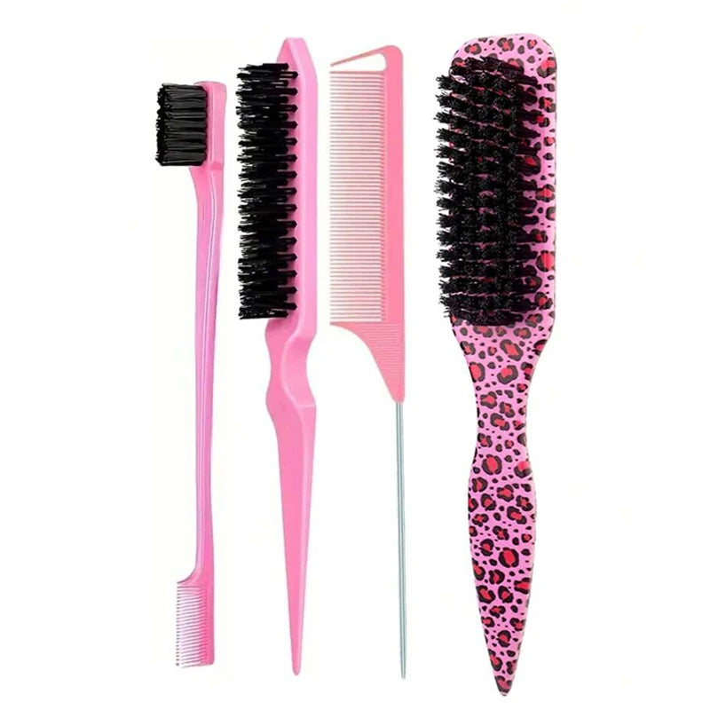 Bristle Slick Back Hair Brush for Sleek Ponytail Bun & Smoothing