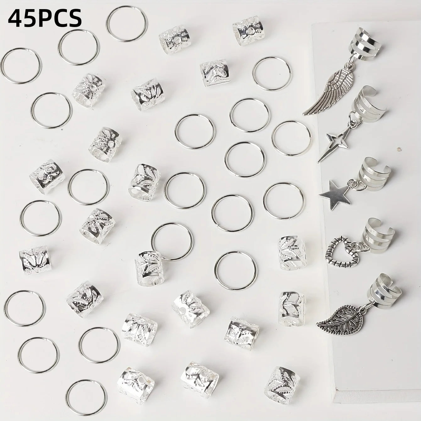 45pcs Alloy Braid Hair Ring Dreadlock Hair Ring - Hippie Style Hair Accessories