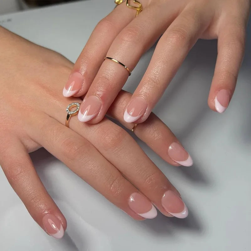 White French Press on Nails 3D Bowknot Fake Nails