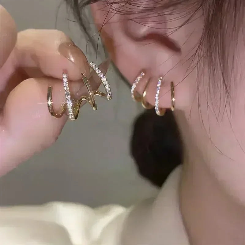 Simple Golden Metal Style Matte Hexagon Earrings