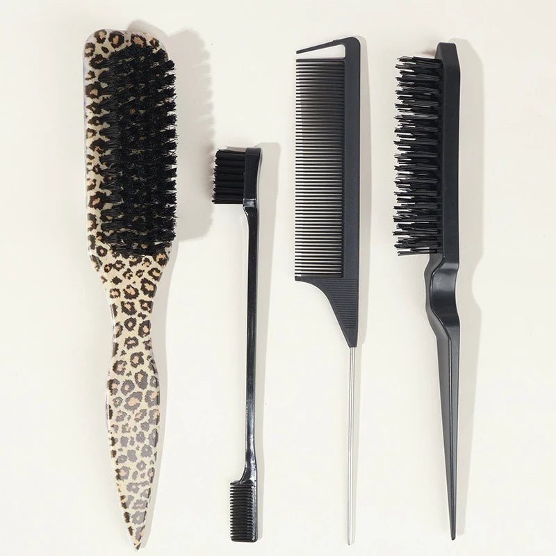 Bristle Slick Back Hair Brush for Sleek Ponytail Bun & Smoothing