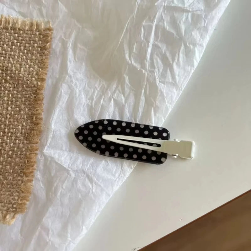 Black White Polka Dot Acrylic Hair Clips Minimalist