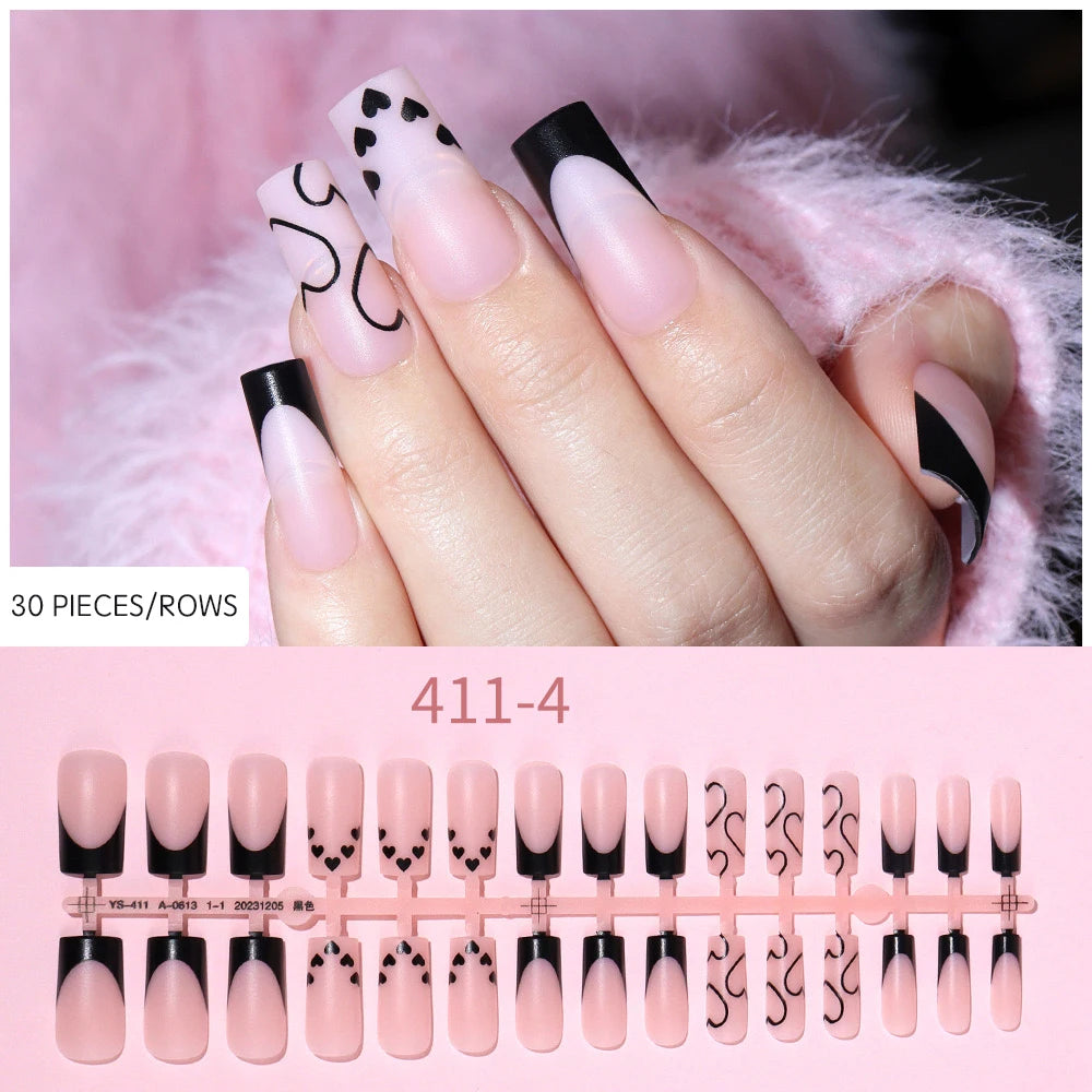 120pcs Medium Square French Press on Nail Brown Pink Base Colors Matte Fake Gel Nail Tips Fit Woman Girls Acrylic False Nails