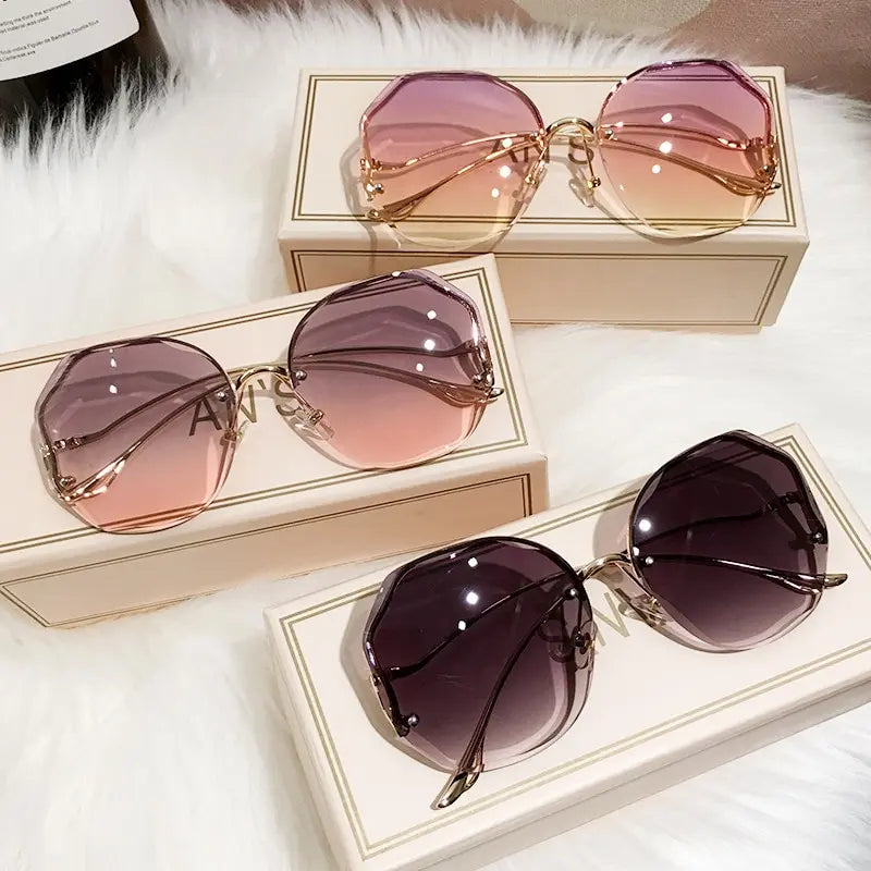 Rimless Vintage Sunglasses – Slim Frame Women