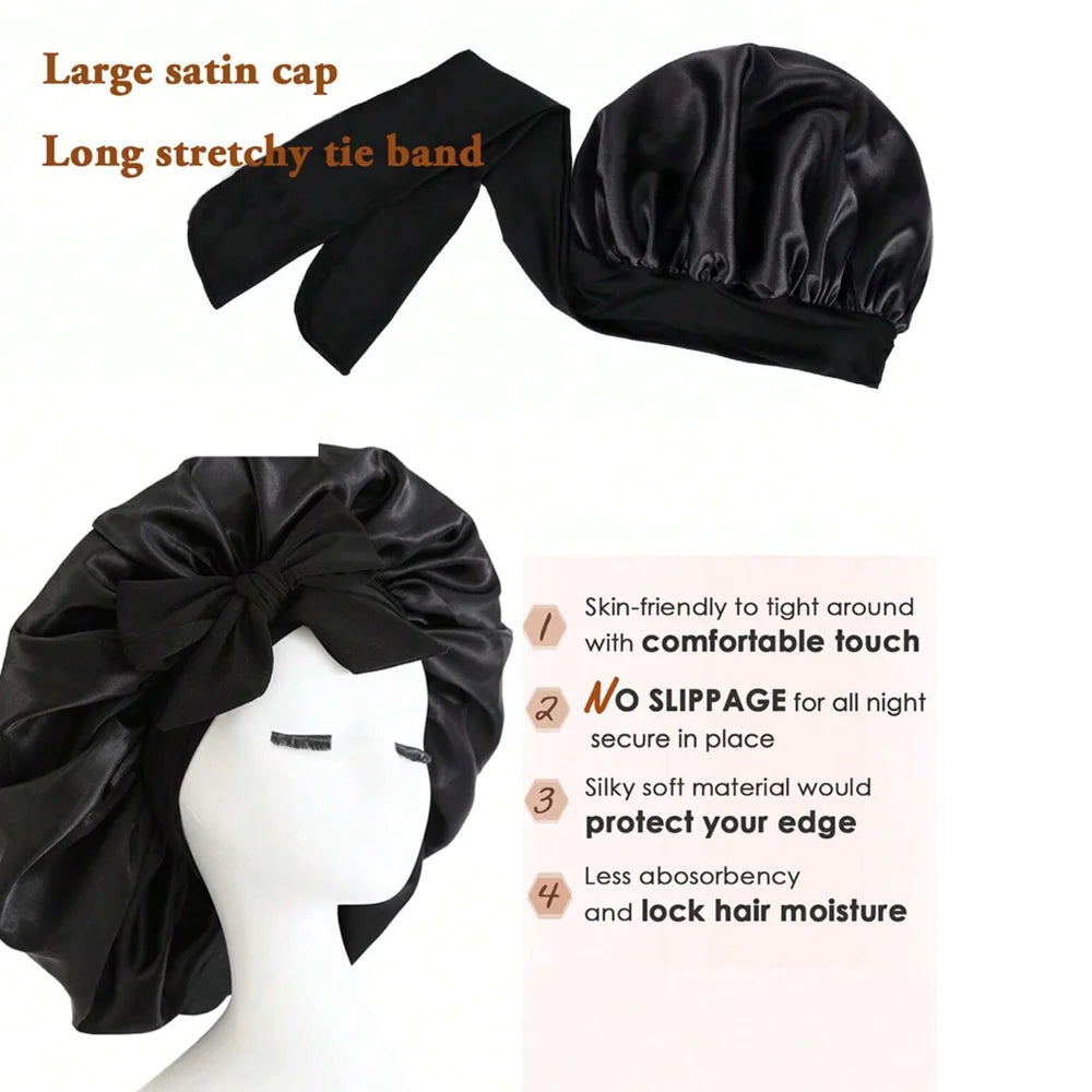Satin Bonnet Silk Bonnet Adjustable Bonne For Sleeping