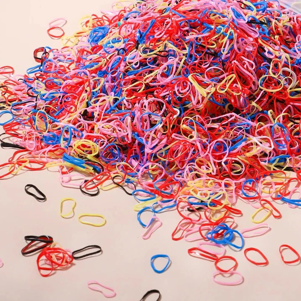 500/1000/2000pcs Girls Colourful Rubber Hair Bands
