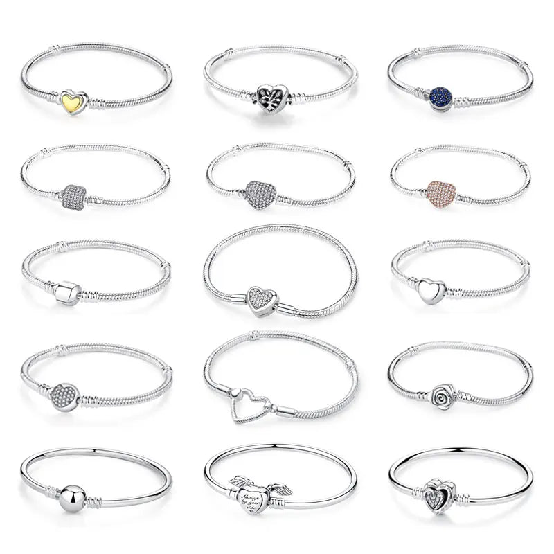 Original 925 Sterling Silver Bracelets Bangles Love