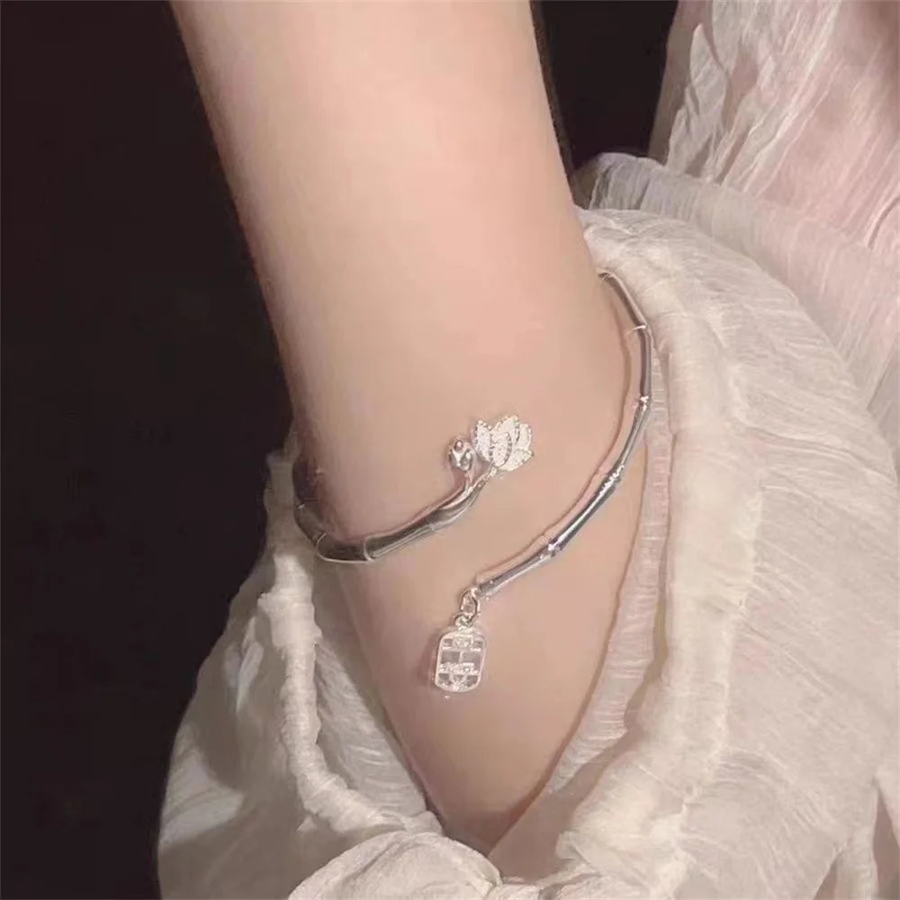 Silver Color Bamboo Bracelet For Women