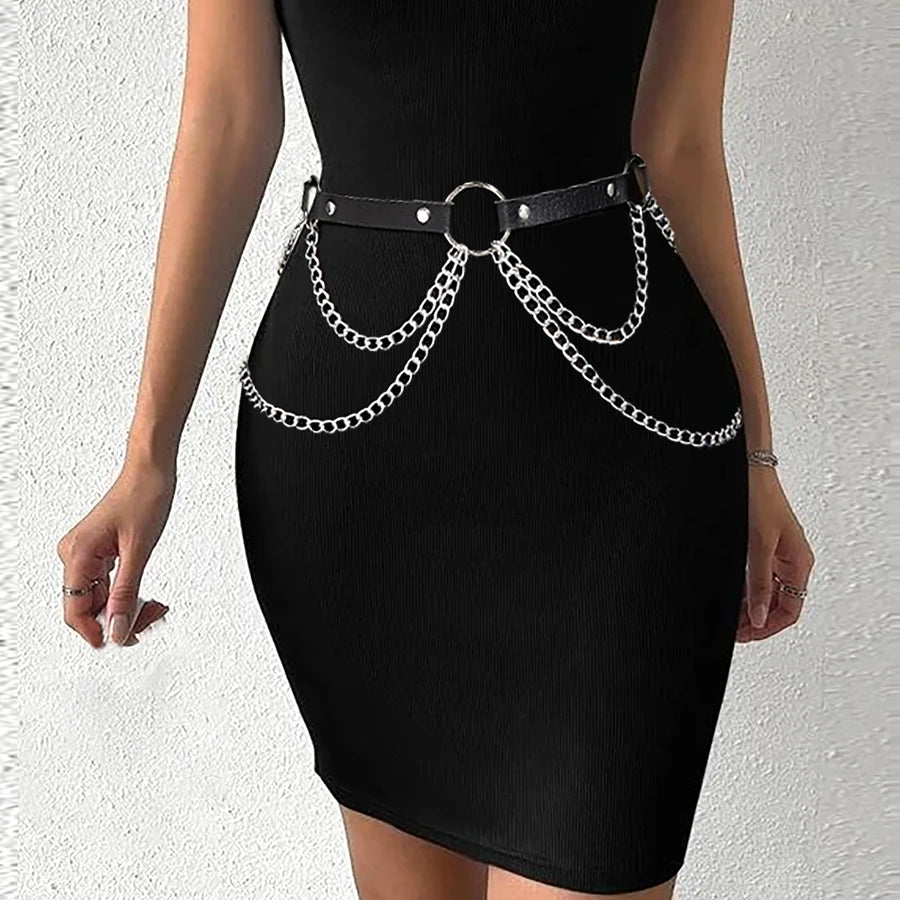 Women's Leather Harness Belt – Sexy Bodycon