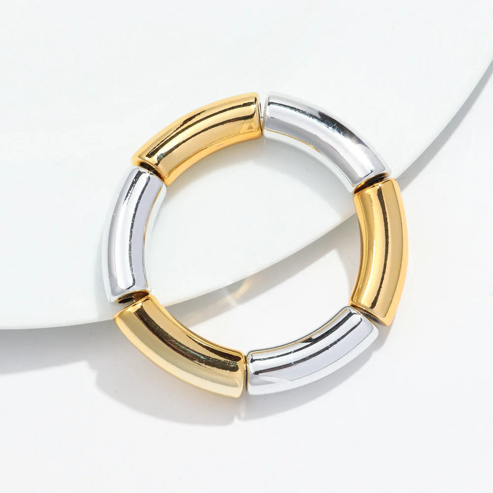 Bohemia Gold Silver Color Acrylic Chunky Bamboo
