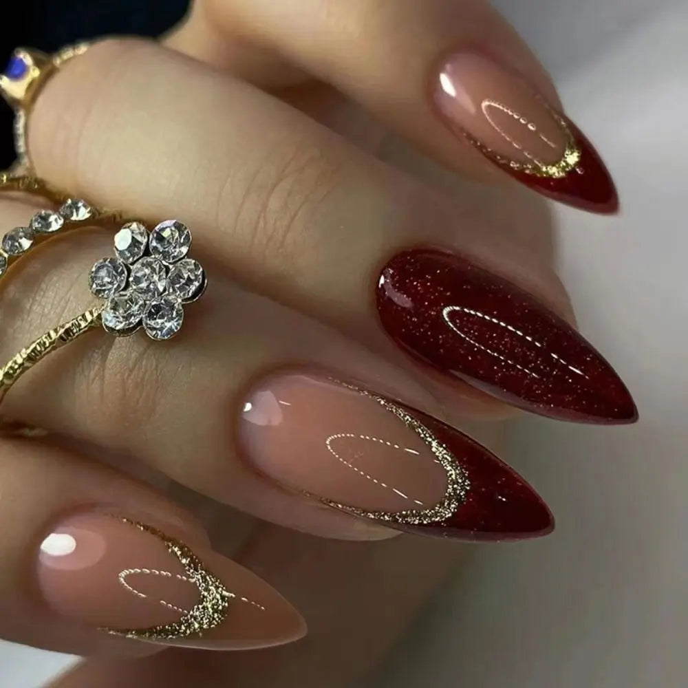 24Pcs Detachable Acrylic False Nails Press On Nails