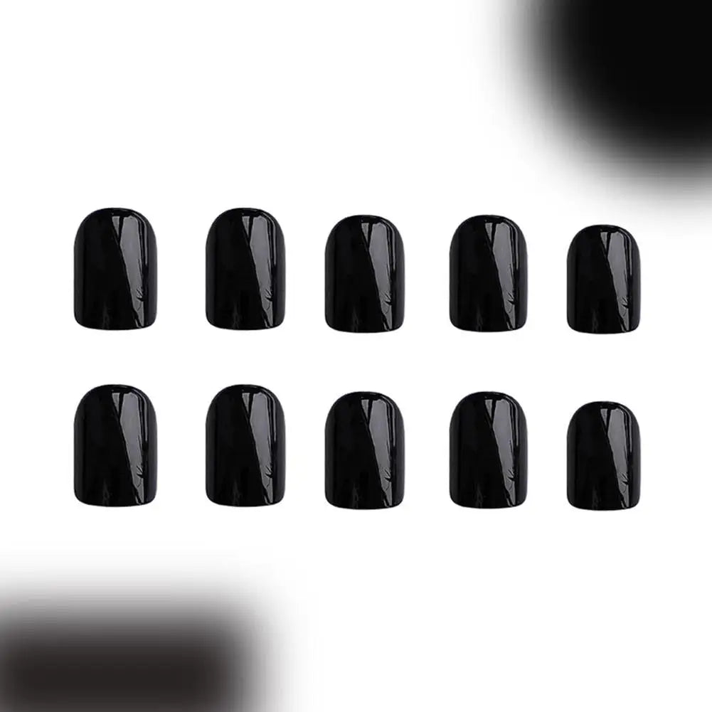 24pcs Black Square Press on Nails Medium Long Fake Nails, 12 Sizes Glossy Acrylic Nails Press on Square Nails Tips Fake Nail Set