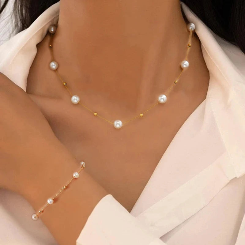 Bohemian Gold Necklace & Bracelet Set – 2 Pcs