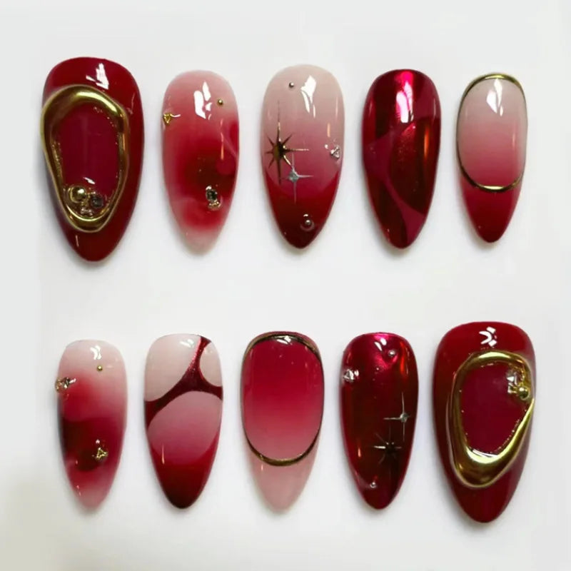 24Pcs Dark Press on Fake Nails with Black Glitter