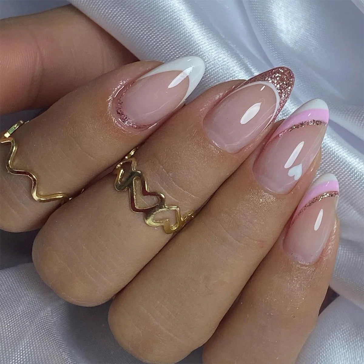 24Pcs Detachable Acrylic False Nails Press On Nails