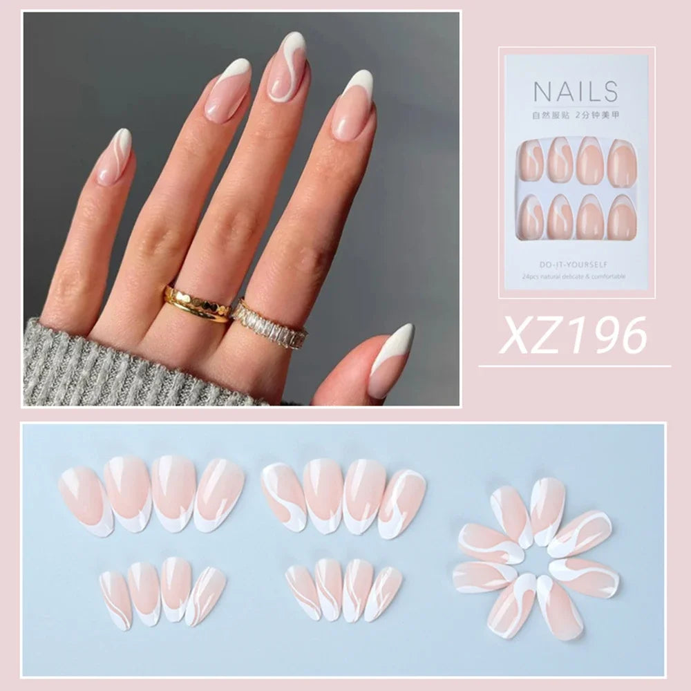 Simple French Wearable False Nails