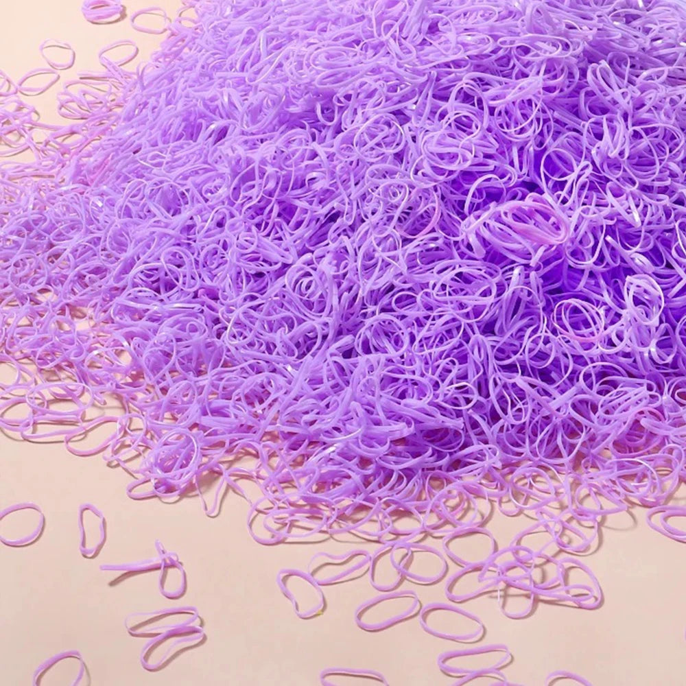 500/1000/2000pcs Girls Colourful Rubber Hair Bands