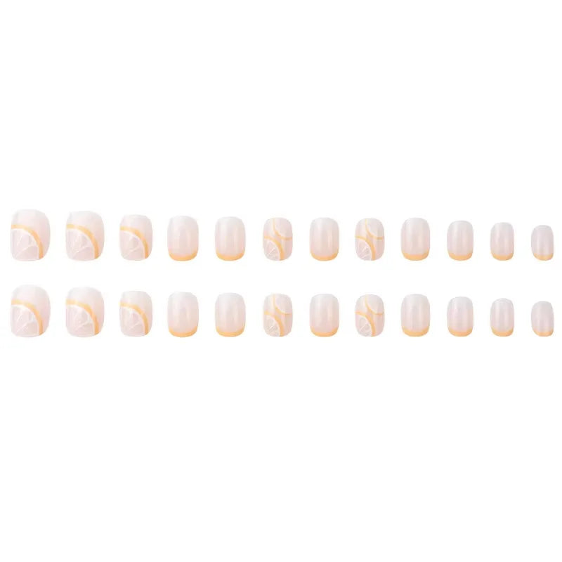 24Pcs/Set Short Fake Nails French Contracted Artistic Line Nail Arts Manicure False Nails With Design For Nails Extension