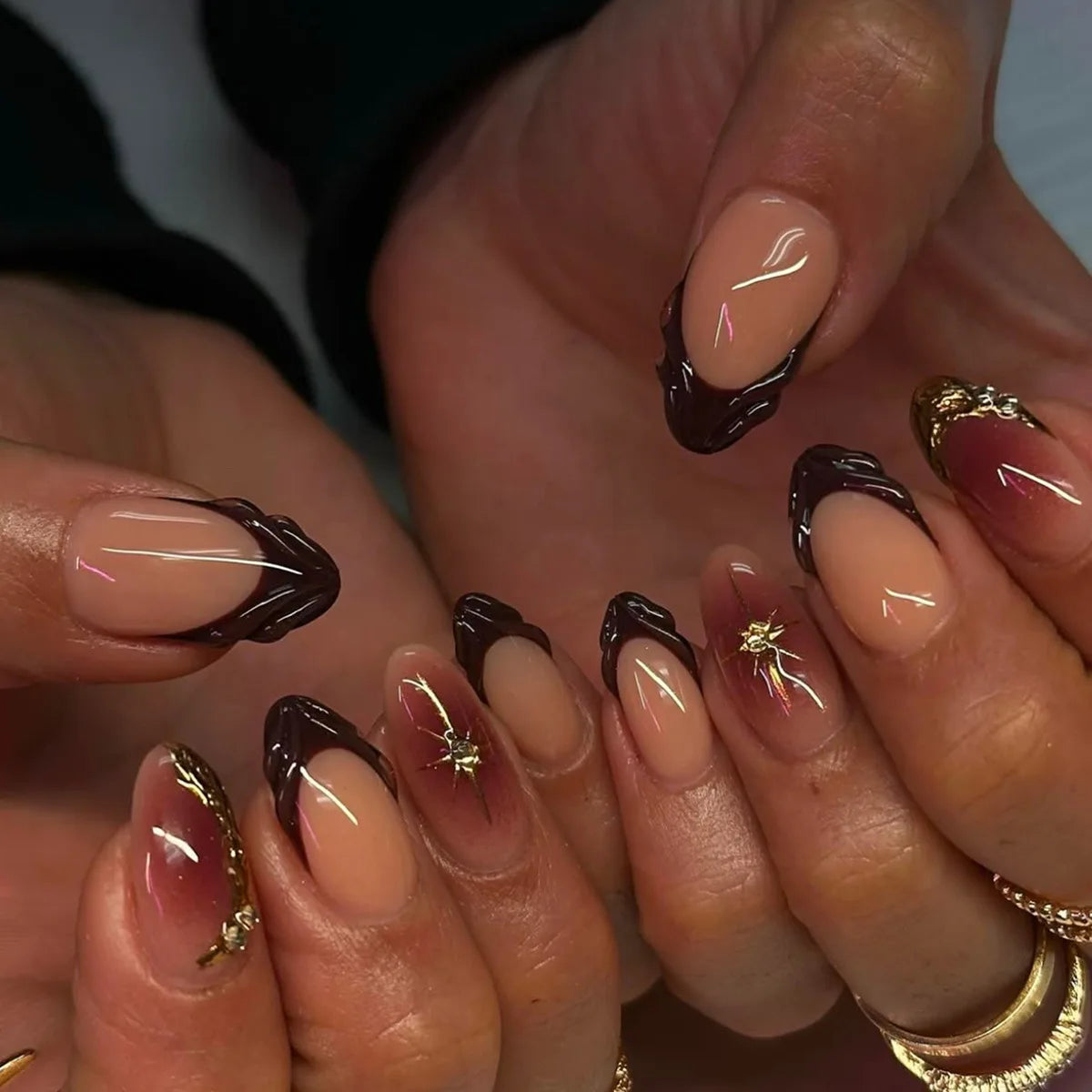 24pcs Flower Almond Press on Nails