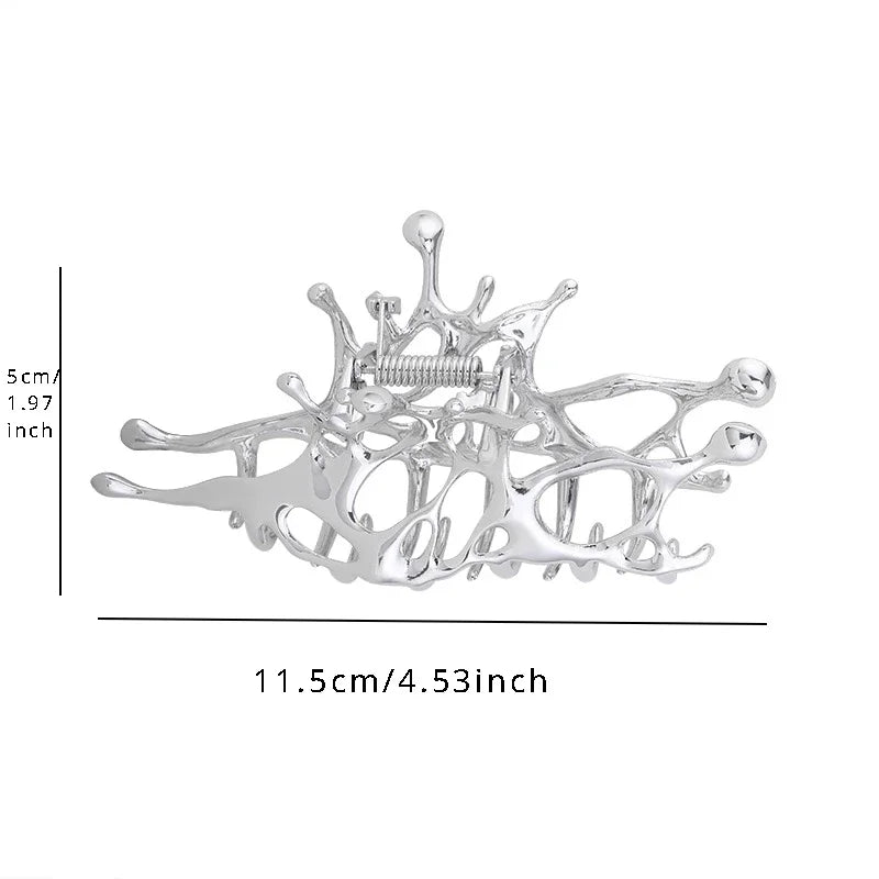 1/2PCS Geometric Claw Clips Women Large Metal Silver Color Korean Fashion Shark Hair Clips Grab Clamps Girls Hair Accessories