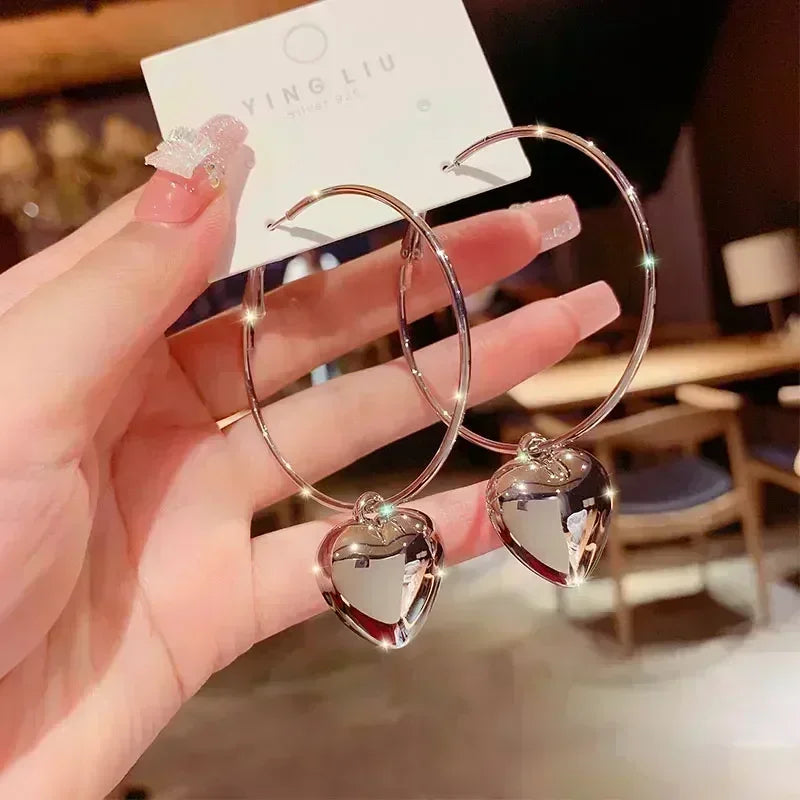 Simple Golden Metal Style Matte Hexagon Earrings