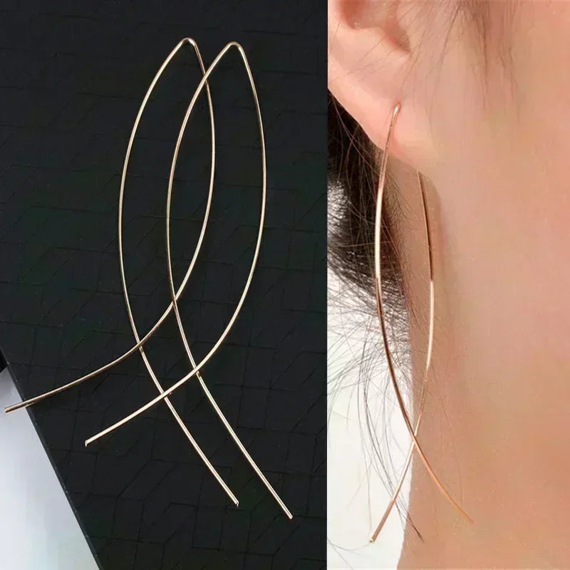 Simple Golden Metal Style Matte Hexagon Earrings