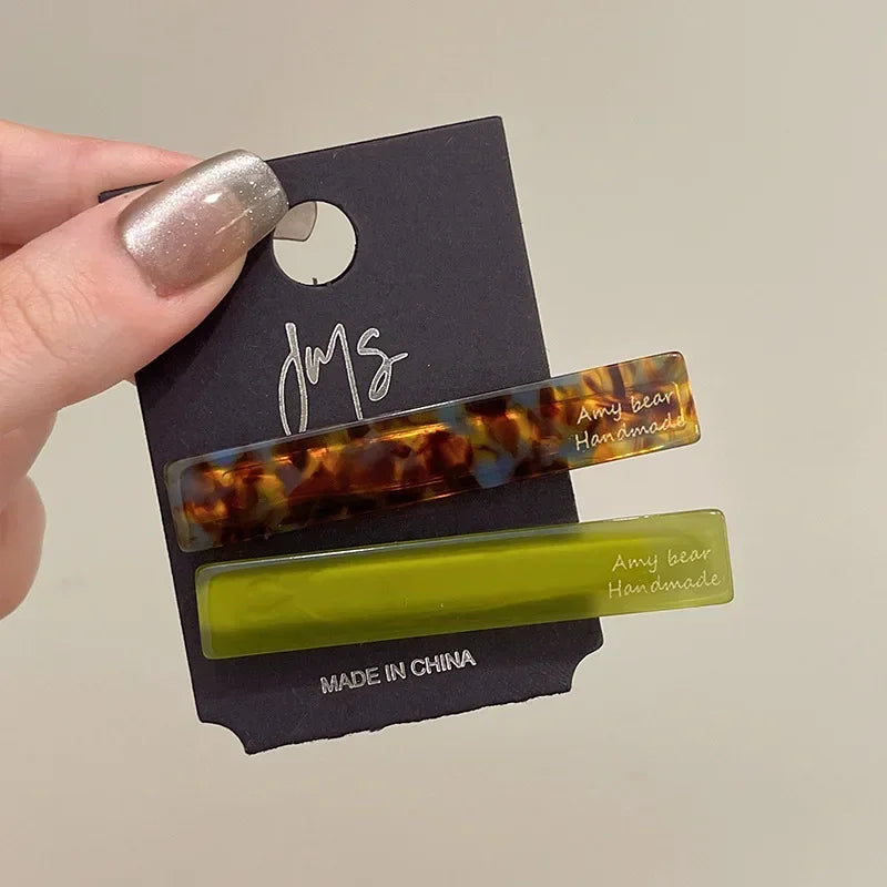 2pcs/set Acetate Hair Clips Font Geometric Hairpins