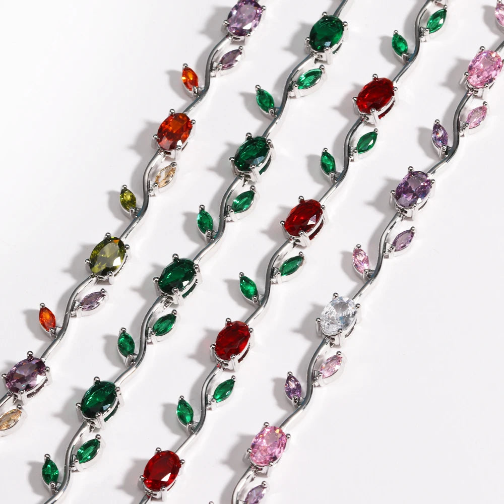 Luxury 16 Colors Sparkling Leaf Cubic Zirconia