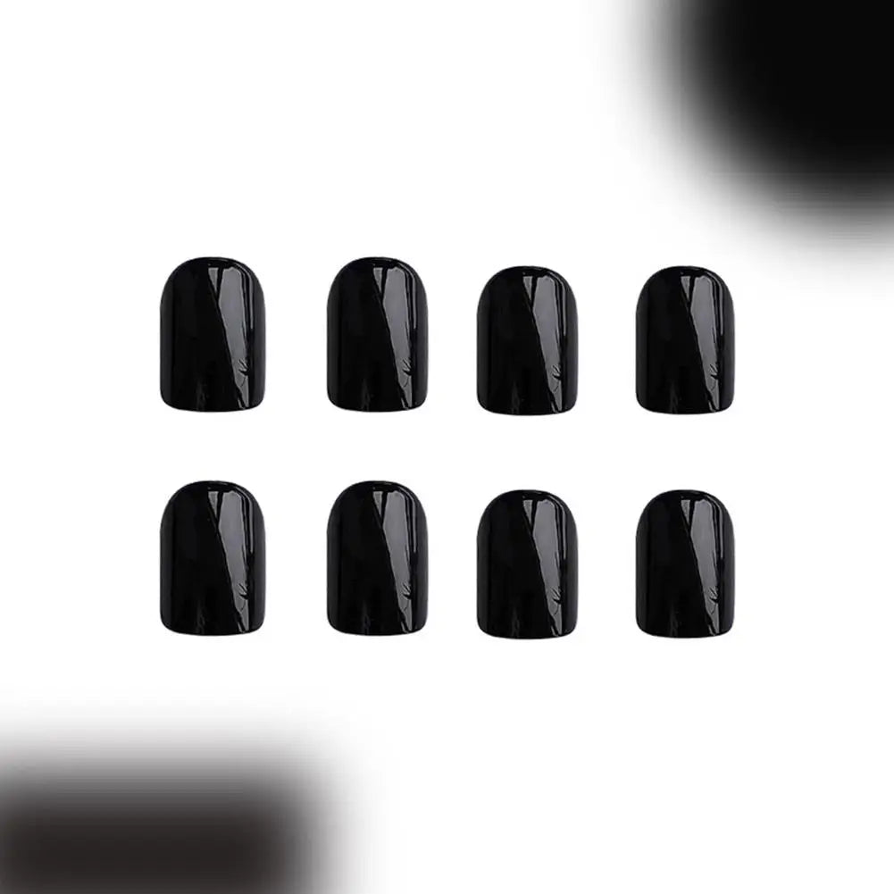 24pcs Black Square Press on Nails Medium Long Fake Nails