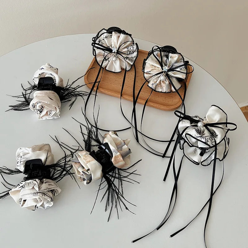 Ladies' Hair Claw Clips Featuring Chinese-style High-quality Versatile Hair Accessories For Girl Ribbons Bows Elegant Gentle