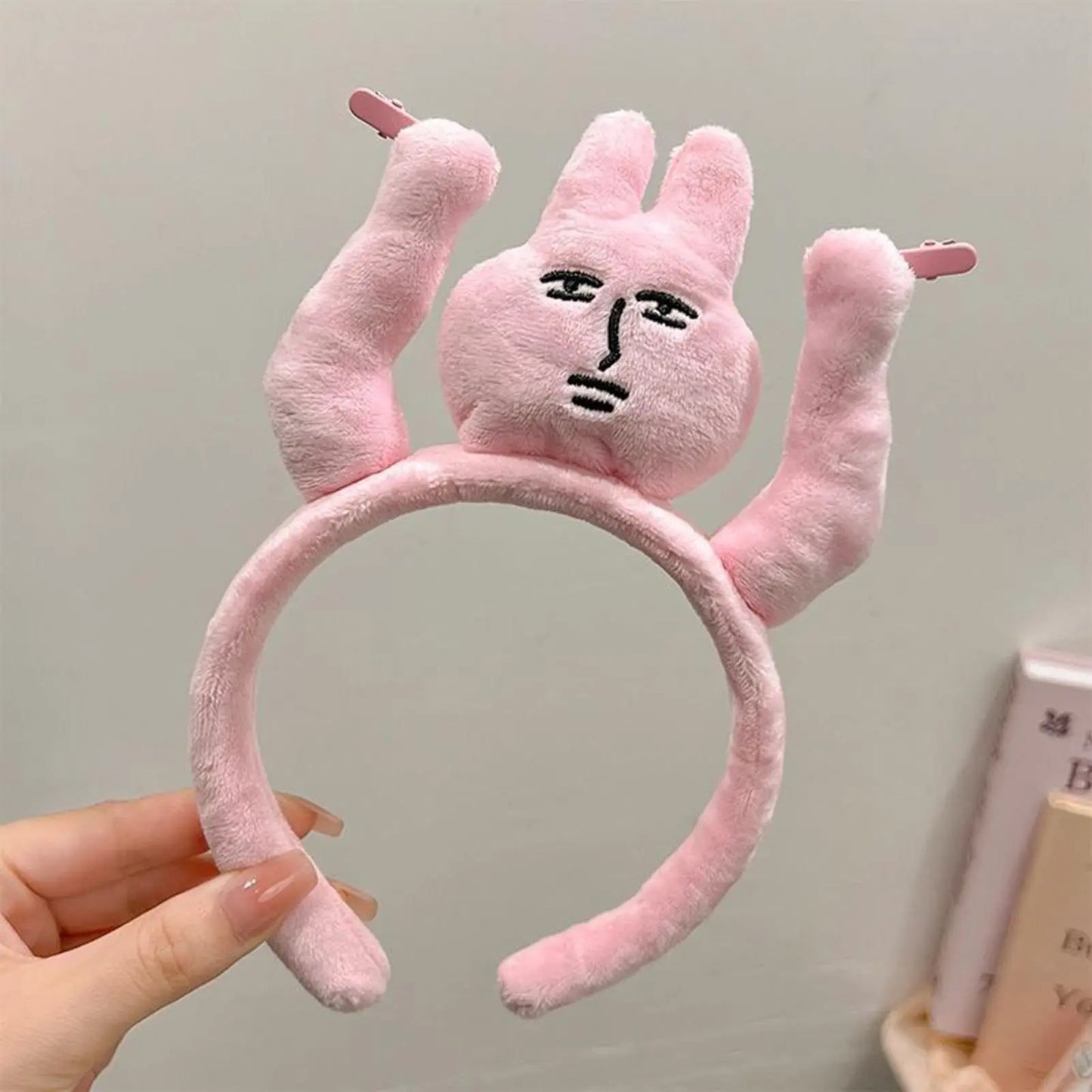 1-3PCS Headbands New Pink Bunny Hair Band Quirky Fun Plush Headband
