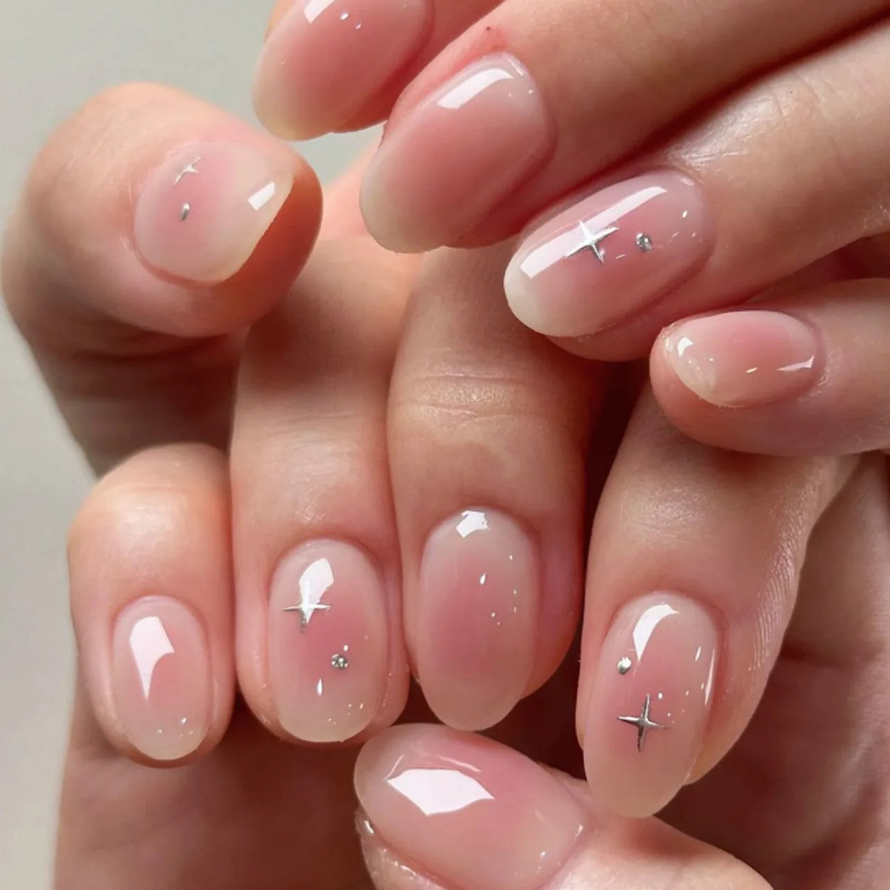 24pcs Flower Almond Press on Nails