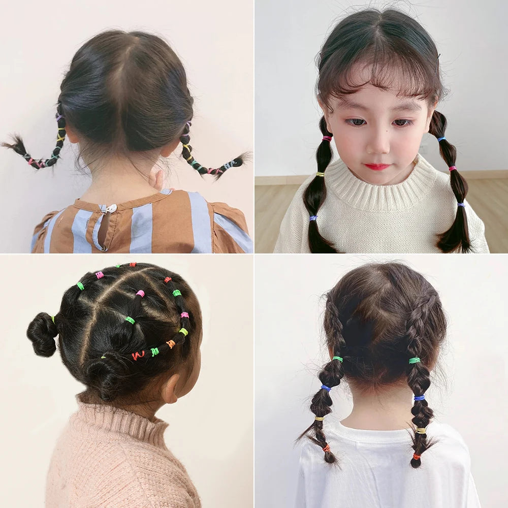 500/1000/2000pcs Girls Colourful Rubber Hair Bands