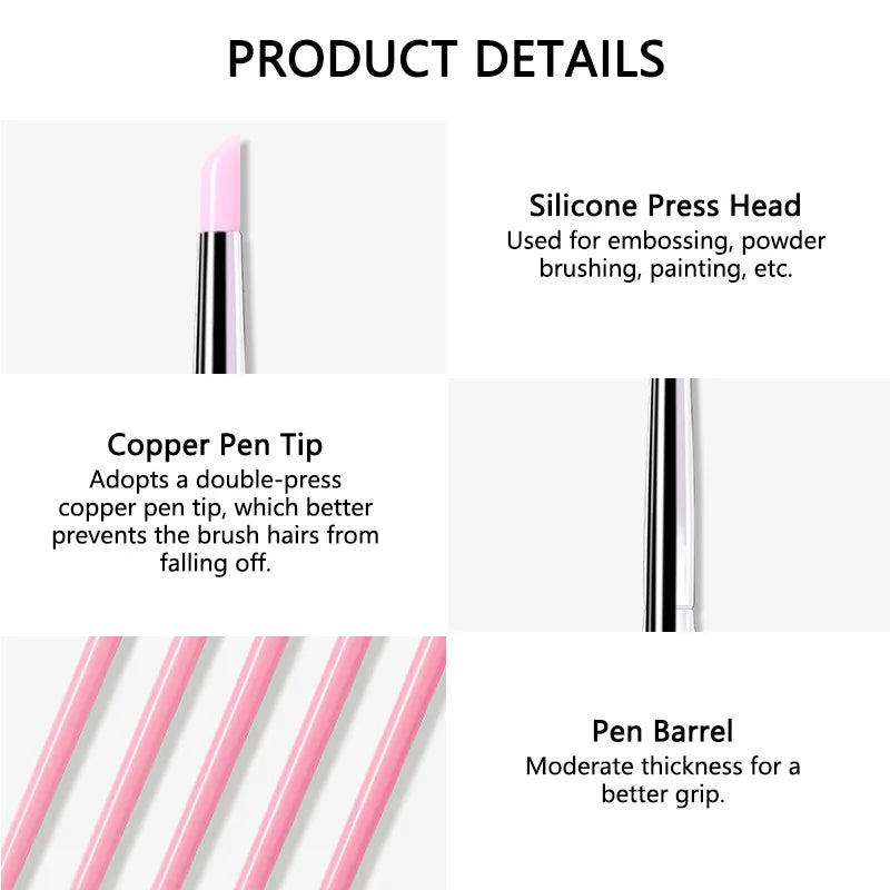 5Pcs/set Silicone Nail Brush UV Gel Polish Tip