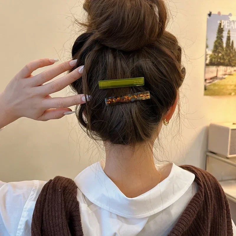 2pcs/set Acetate Hair Clips Font Geometric Hairpins