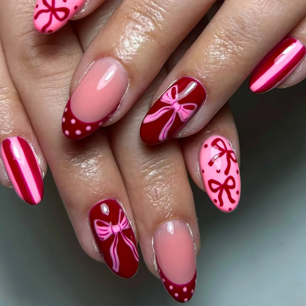 Gentle Nude Pink Press on Nails with 3D Flower